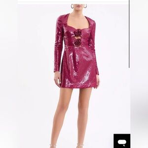Rebecca Vallance Courtney Long Sleeve Sequin Mini Dress